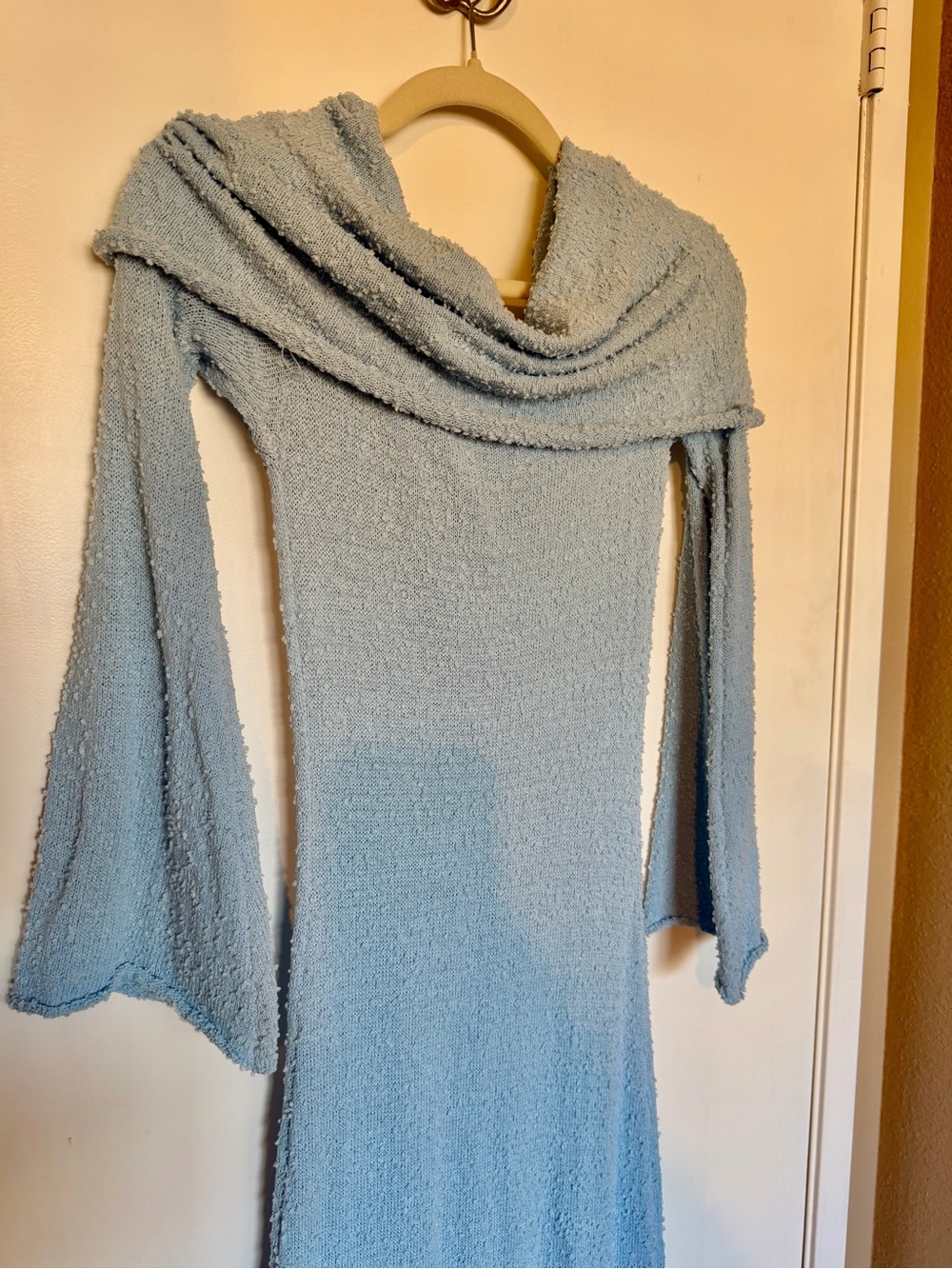 Maternity dress baby shower Light Blue Off-Shoulder Maxi Dress - Picture 6 of 7